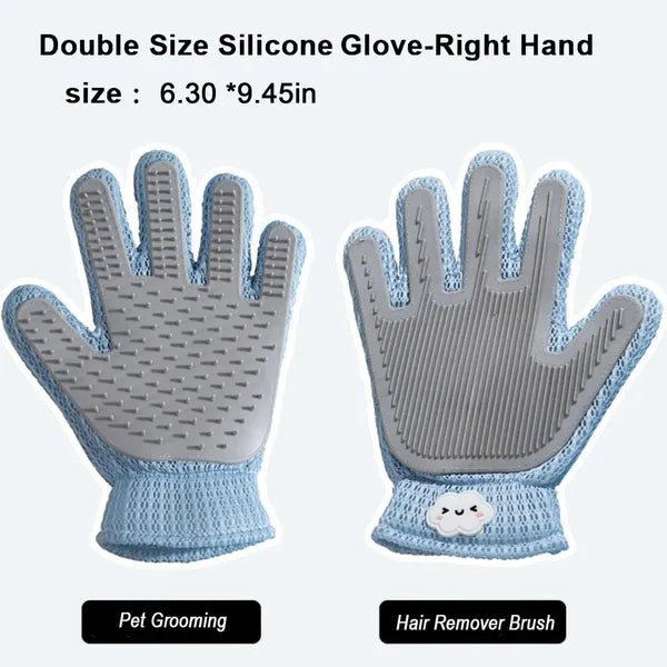 Grooming glove for dogs and cats with silicone bristles